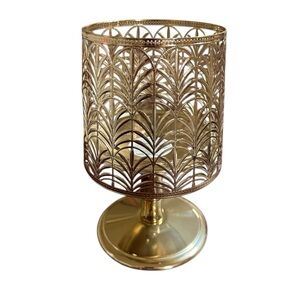 Bath & Body Works Gold Palm Leaf Lamp 3 Wick Candle Holder